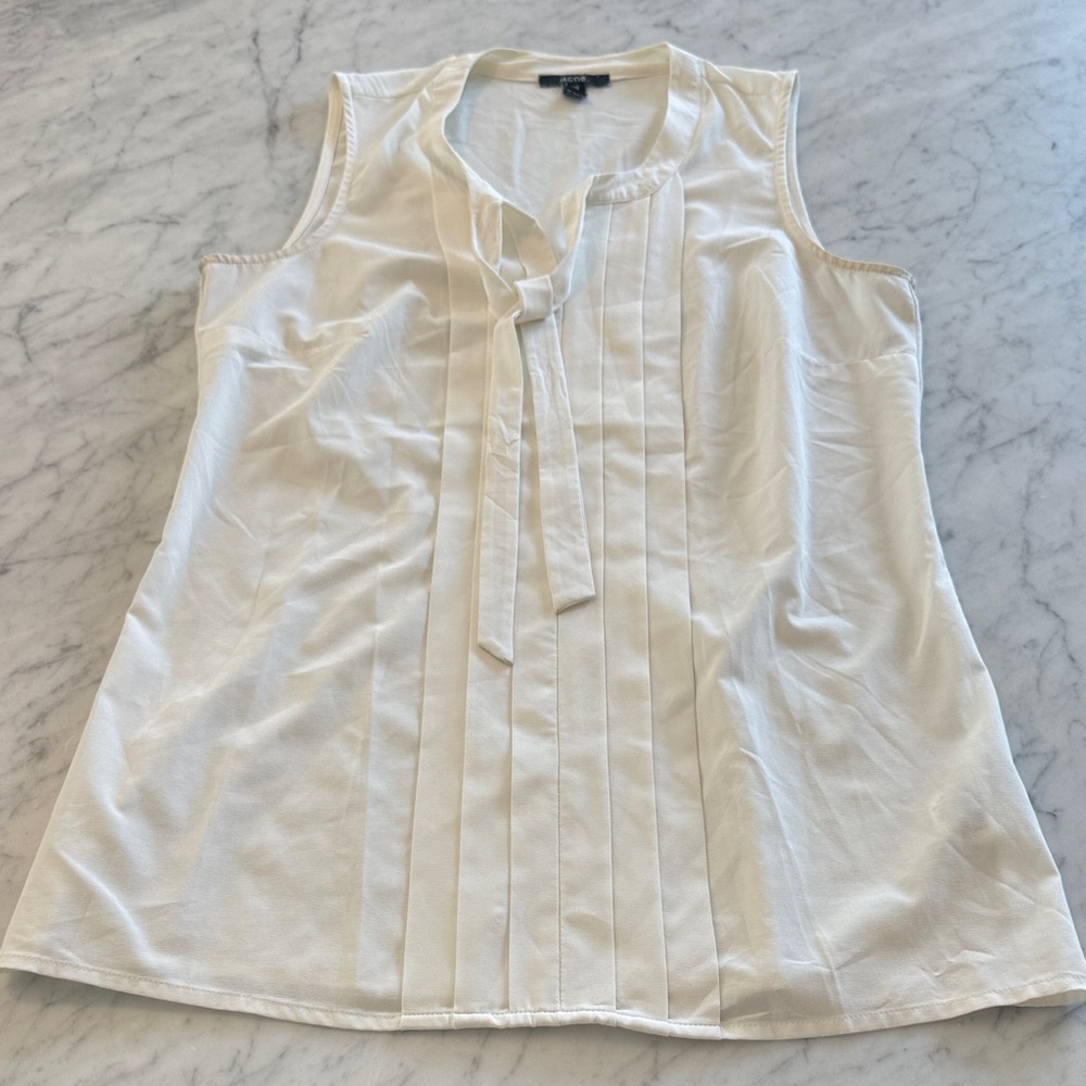 Jacob Cream Sleeveless Blouse with Tie Detail